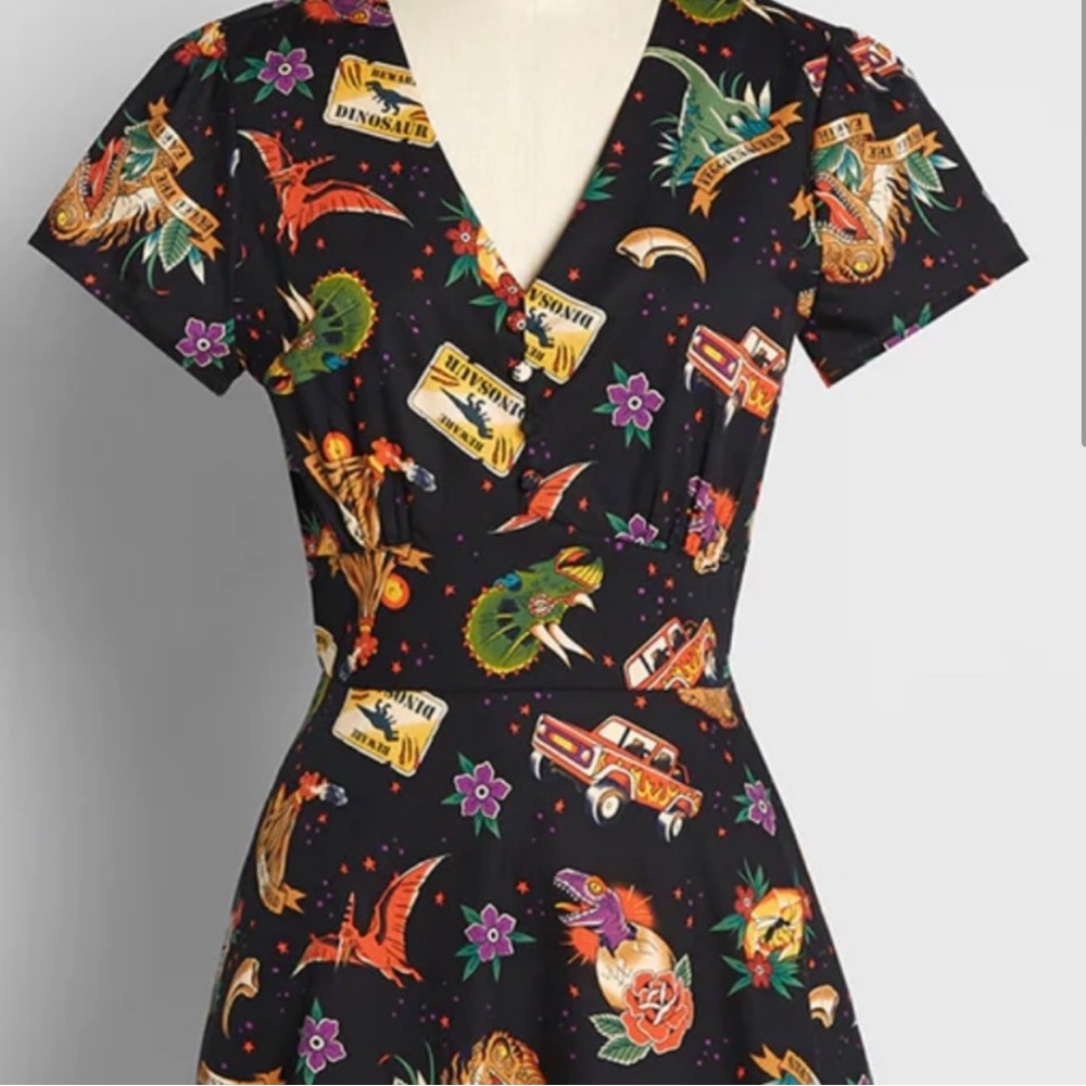 Dangerfield Dinosaur Tattoo Fit and Flare Dress Sz 20